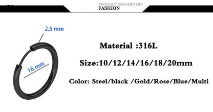 Hoop Earrings Women Gold /Rose Gold/Black Color Round Circle Earring Ear Ring Clip Earrings aretes Mujer