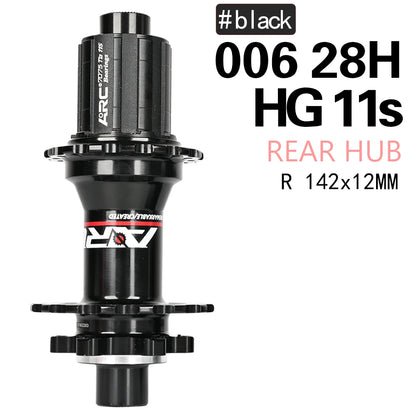 Bicycle Hubs ARC MT006 MTB Bike Hubs, 4 NBK Bearings, 28/32/36 Holes, 6-Bolt Disc Brake, 8-11 Speed, 4-Pawl 3-Tooth Design