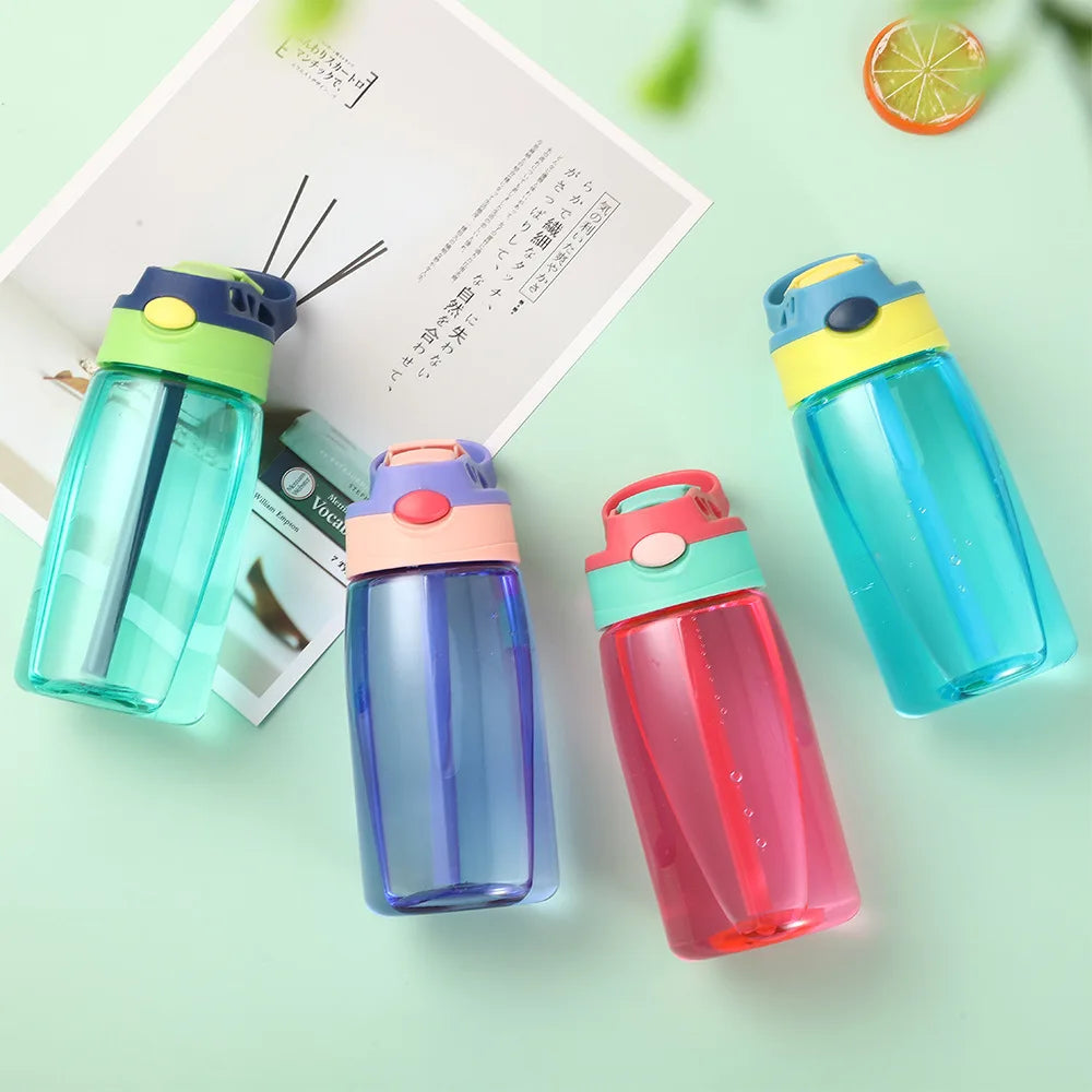 480ml Water Bottle With Straw Kids Girls Portable Travel Bottles Gym Sports Fitness Cup Summer Cold Water Juice Drinking Bottle