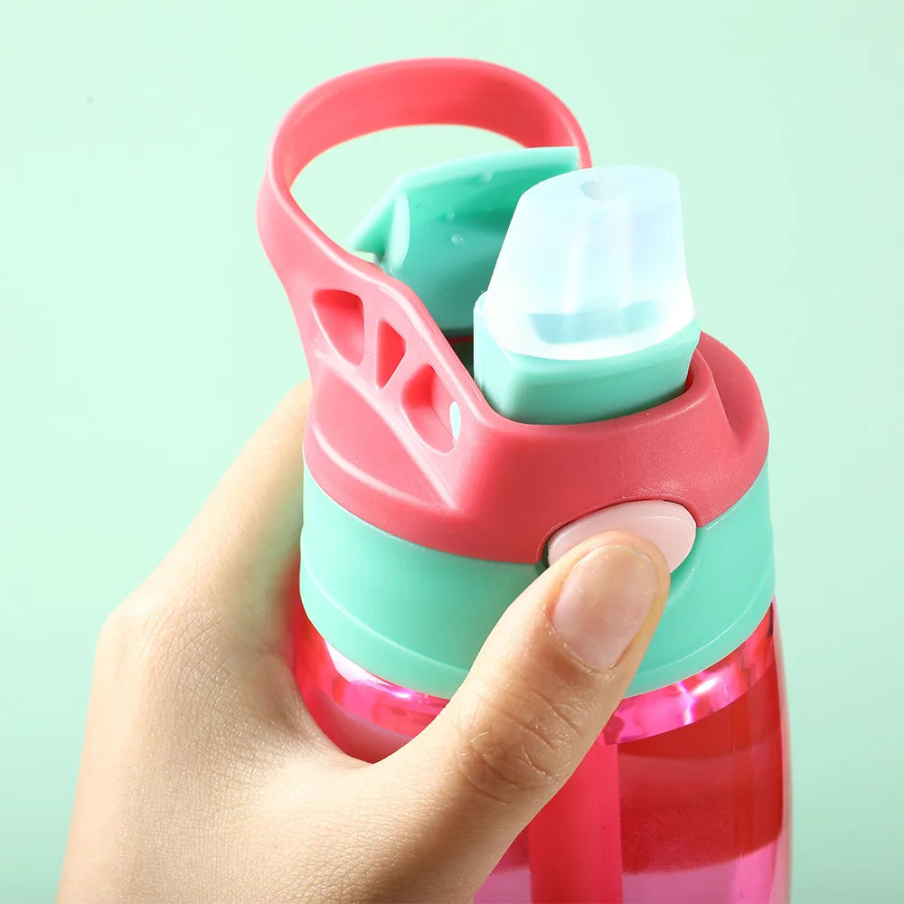 480ml Water Bottle With Straw Kids Girls Portable Travel Bottles Gym Sports Fitness Cup Summer Cold Water Juice Drinking Bottle