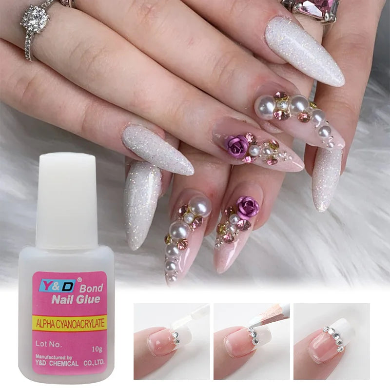 1 Bottle Fast Drying Nail Glue for False Nails 3D Rhinestone Decoration Professional Glue for Extension Manicure Adhesive Tools