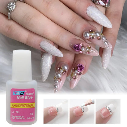 1 Bottle Fast Drying Nail Glue for False Nails 3D Rhinestone Decoration Professional Glue for Extension Manicure Adhesive Tools