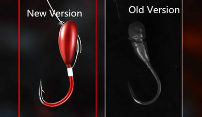 Fishing Overturned Hook 45 Degree Inclined Hole Through Traditional Barbed Hooks Red Worm Jig Head Lot 10 Pieces Sale