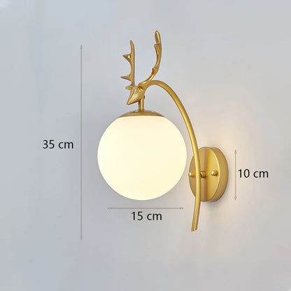 Decorative Modern Wall Lamp with Glass Shade Bedside Bedroom Loft Design Up Down Iron Led Wall Lights Gold for Home Mirror E27