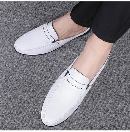 Quality Men Slippers Leather Men Mules Half Shoe Loafers Moccasins Outdoor Non-slip Black Beach Sandals Slides Zapato Hombre