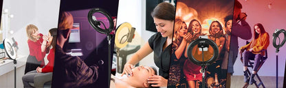 Selfie Ring Light 26cm RGB Fill LED RingLight Selfie Lamp Photography Lighting Mobile Holder Tripod Stand For Video Youtube Live