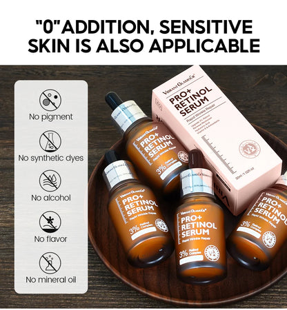 VIBRANT GLAMOUR  PRO+ Retinol Face Serum Upgrade 3% Retinol+3X Peptide+5X Ceramide Repair Skin Firming Collagen Anti-Aging
