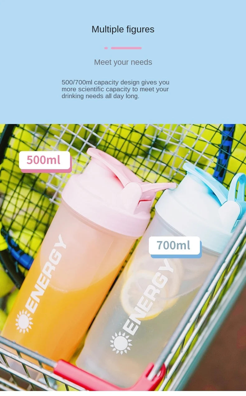 Portable Shaker Bottle with Stirring Ball, Perfect for Protein Shakes and Pre-Workout, Water Bottles without BPA, 500 ml, 700ml