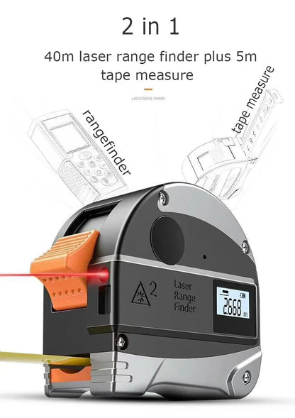 40M Laser Measuring Tape with Battery Retractable Digital Electronic Tape Measure Multi Angle Measuring Tool