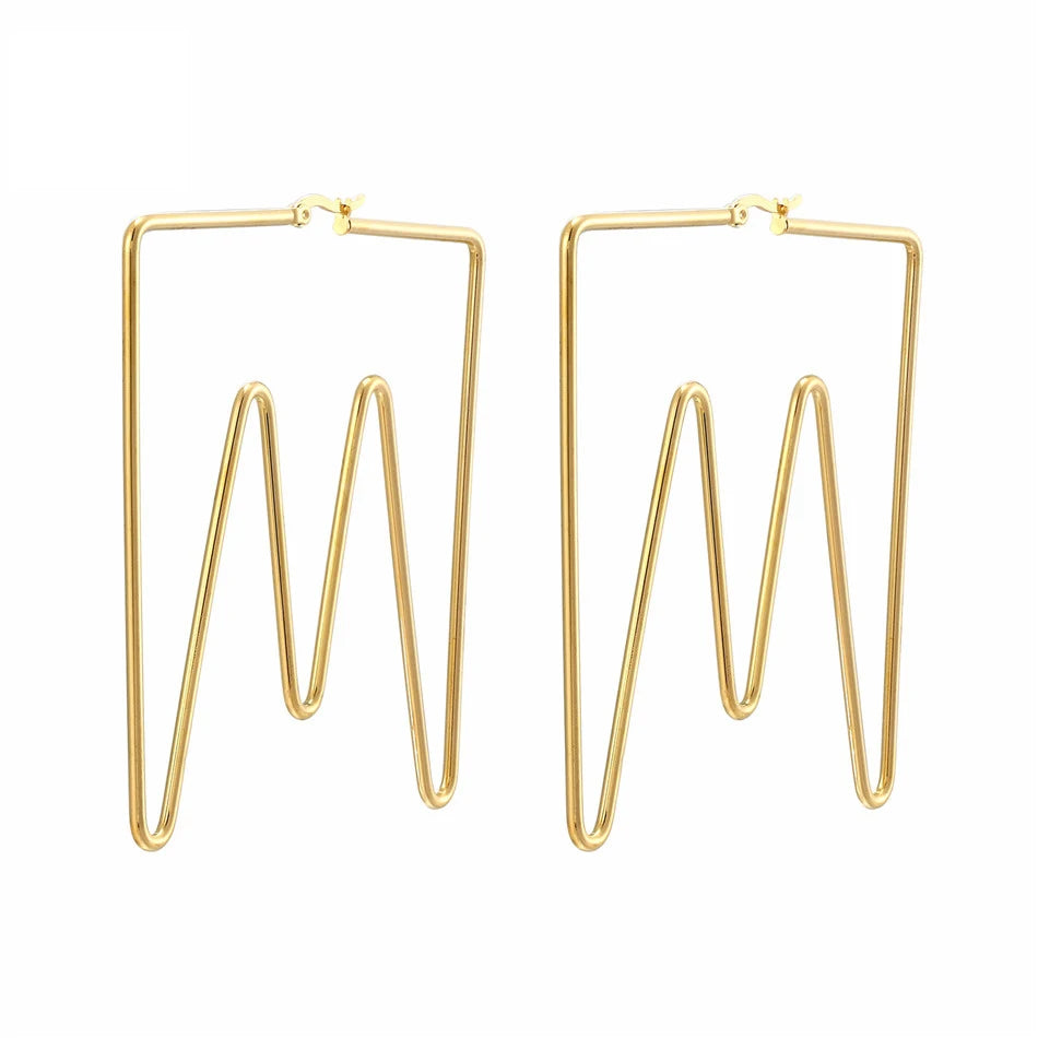 Personality Letter Ear ring Stainless Steel feminine Hyperbolic Earrings Girls Earrings Exquisite Gifts Women‘s Ear Jewelry 2021