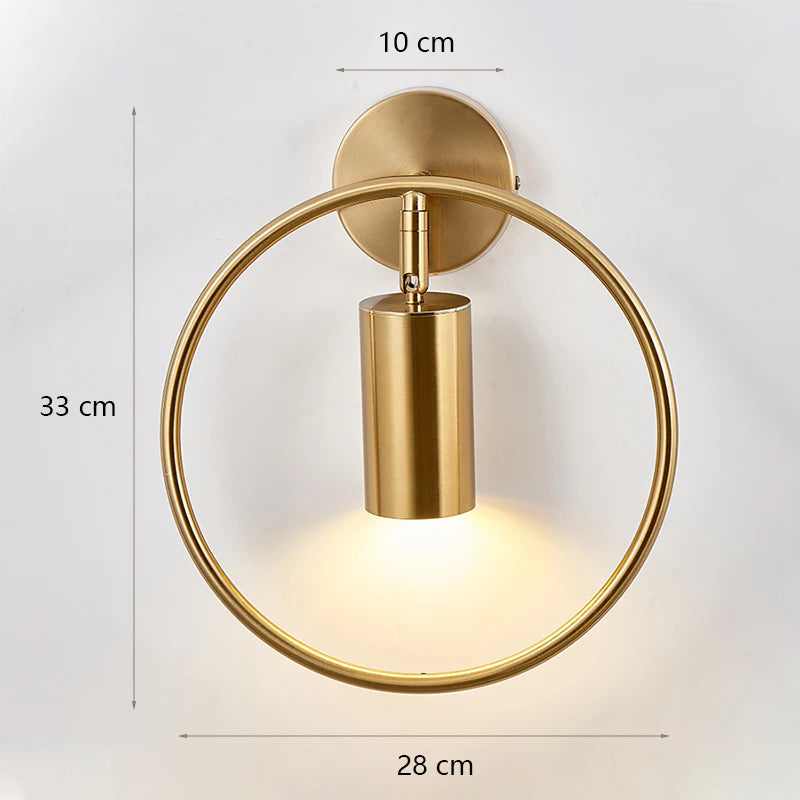 Decorative Modern Wall Lamp with Glass Shade Bedside Bedroom Loft Design Up Down Iron Led Wall Lights Gold for Home Mirror E27