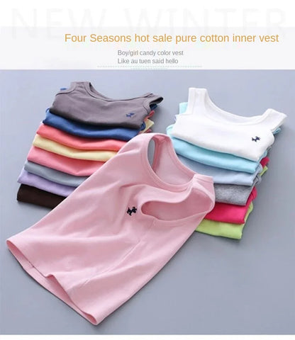 Fashion Children T-shirts for Girls Candy Color Baby Boys Graphic Tee Cotton Vest Tops Kids Summer Clothes Sleeveless T-Shirt