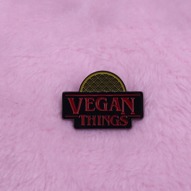 Vegan Enamel Pin Hamburger Broccoli Carrot Pussy Vegetarian Vegetables Badge Cartoon Brooch