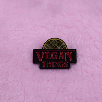 Vegan Enamel Pin Hamburger Broccoli Carrot Pussy Vegetarian Vegetables Badge Cartoon Brooch