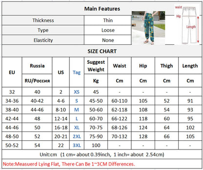 Women's Casual Print Palazzo Pants, Loose Sleep Pyjama Pants, Wide Leg, Thin Shorts, Cropped Pants, Summer Outdoor, ouc1143