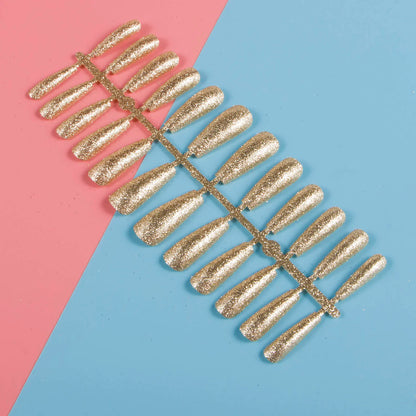 1 Set Glitter False Nail Tips Full Cover Ballerina Fake Nail Tips Press on Nail Tips Coffin