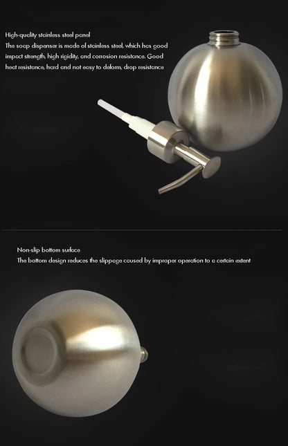 Stainless Steel Round Empty Lotion Soap Dispenser Bottle, 500ml Soap Dispenser Great for Essential Oils, Lotions, Liquid Soaps