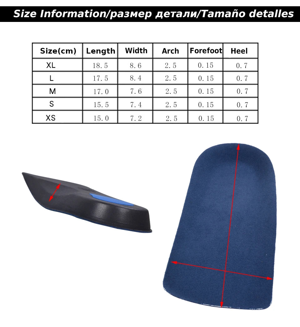 1 Pair EVA Flat Foot Orthotics Arch Support Half Shoe Pad Orthopedic Insoles Foot Care for Men and Women