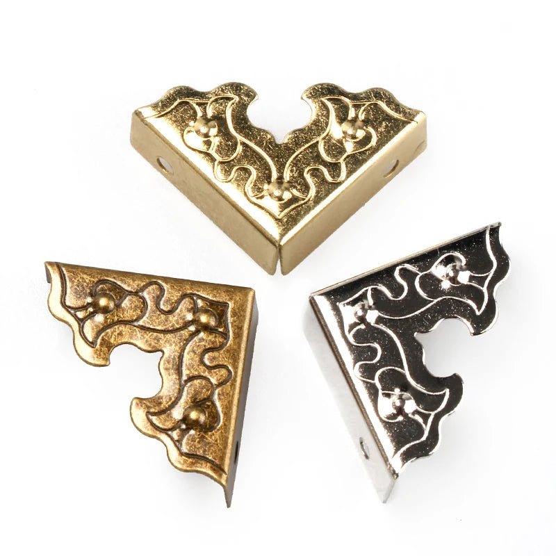 10Pcs 25mm Antique Furniture Metal Crafts Jewelry Box Corner Foot Wooden Case Corner Protector Decorative Corner