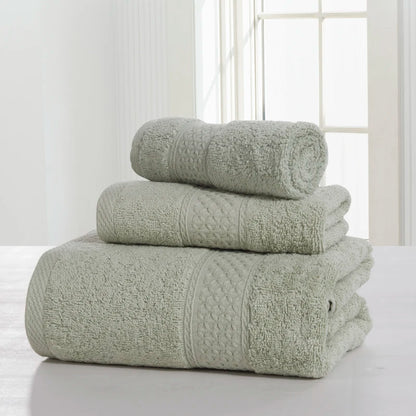 Towel Set 100%Cotton Terry Cloth Face+Bath+Hand Towels for Home Hotel Bath Room Adult Kids, 70*140cm Grey White Beach Towel