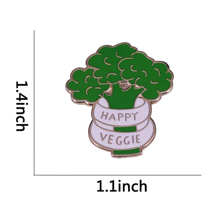 Vegan Enamel Pin Hamburger Broccoli Carrot Pussy Vegetarian Vegetables Badge Cartoon Brooch