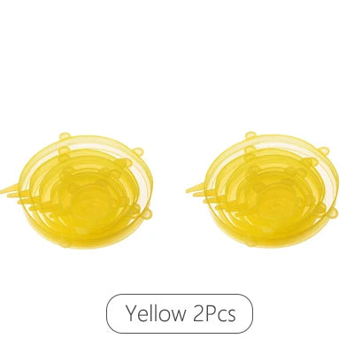 LMETJMA 6/12PCS Reusable Silicone Stretch Lids Kitchen Fresh Keeping Covers Compression Universal Silicone Stretch Lids KC0338