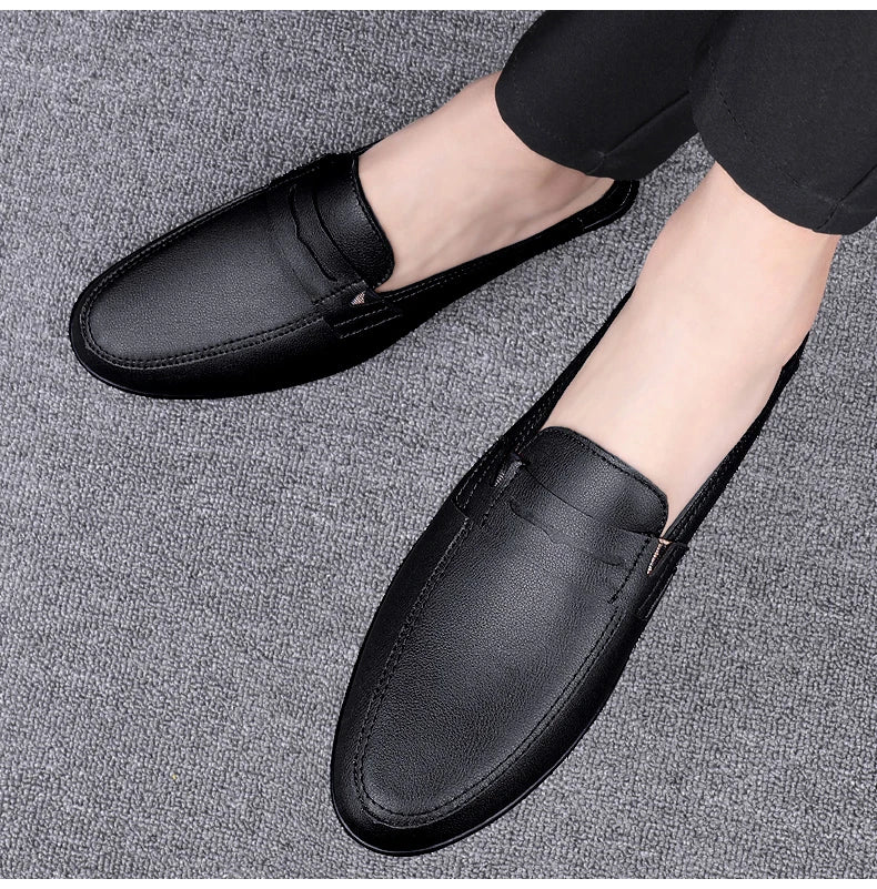 Quality Men Slippers Leather Men Mules Half Shoe Loafers Moccasins Outdoor Non-slip Black Beach Sandals Slides Zapato Hombre