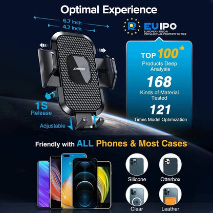 Dashboard Car Phone Holder【360° Widest View】9in Flexible Long Arm, Universal Handsfree Auto Windshield Air Vent Phone Mount 2025