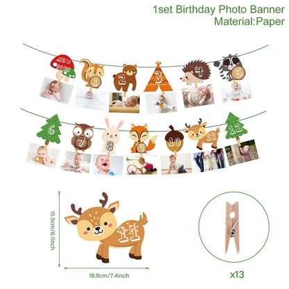 Staraise Woodland Animal Party Safari Jungle DIY Party Decor Birthday Party Decoration Kids Woodland Theme Party Baby Shower