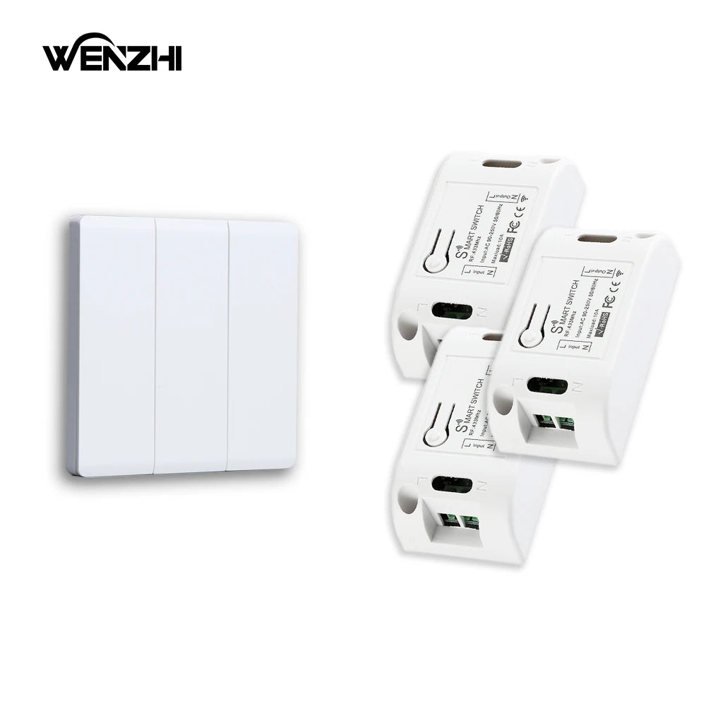 Smart Switch Light DIY Module Receiver 433 Mhz 86 Type Portable RF Wireless Relay Power Remote Control 220V  Wall Panel Buttons