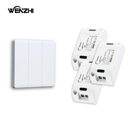 Smart Switch Light DIY Module Receiver 433 Mhz 86 Type Portable RF Wireless Relay Power Remote Control 220V  Wall Panel Buttons