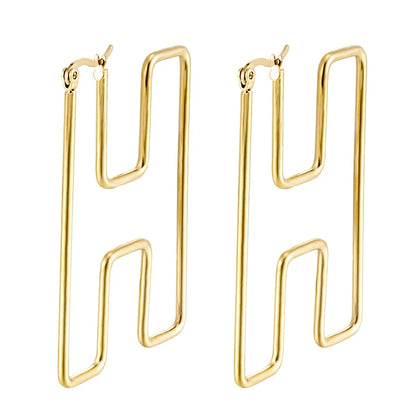 Personality Letter Ear ring Stainless Steel feminine Hyperbolic Earrings Girls Earrings Exquisite Gifts Women‘s Ear Jewelry 2021