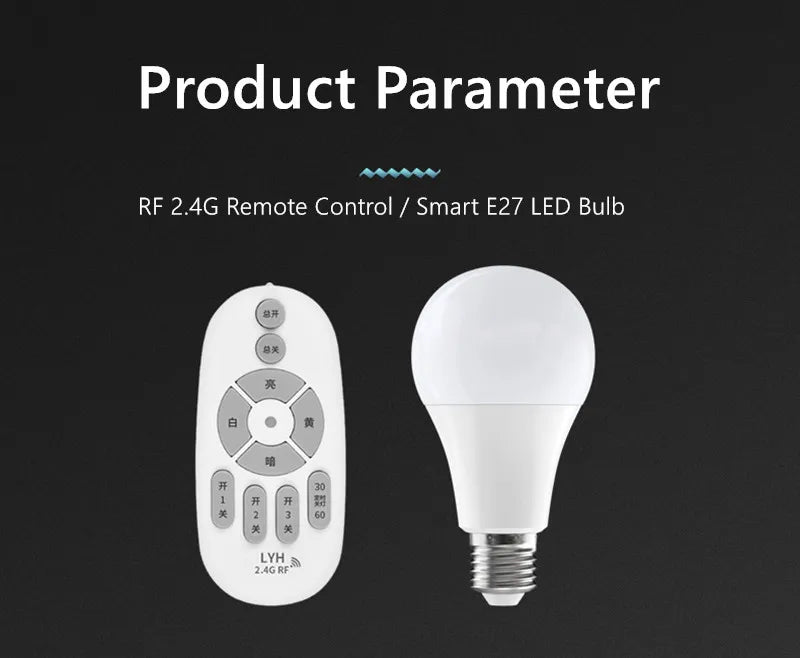 Smart LED Bulb E27 6W 9W 12W RF 2.4G Wireless Remote Control Night Light Timing Turn off Warm Cold Light Dimmable Led Lamp Bulb