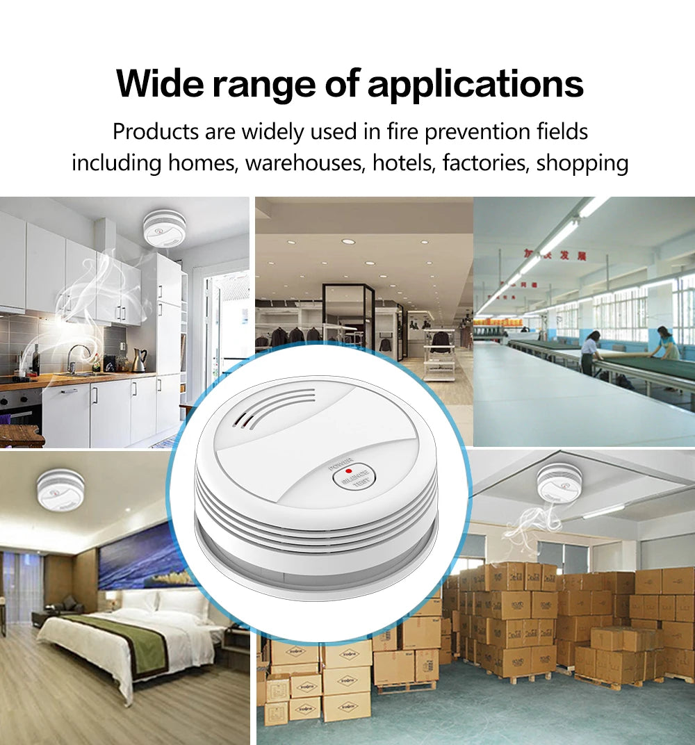 Wifi Tuya Smart Smoke Detector Sensor 80DB Alarm Fire Smoke Detector Wifi/433 Fire Protection Home Security Alarm Smart Life APP