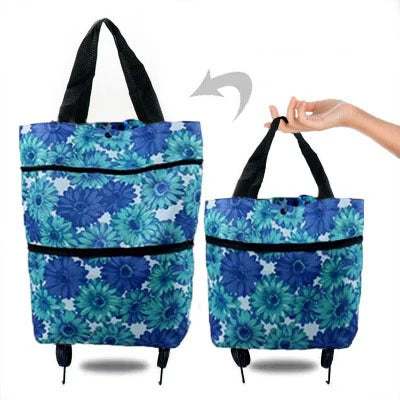 Portable Folding Reusable Shopping Bags Small Pull Cart Buy Shopping Trolley Bag With Wheels Fruit Vegetables Bag Food Organizer