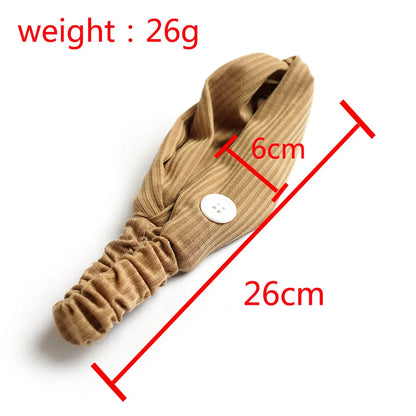 Fashion Women Hair Accessories Masks Anti-leather Button Hair Band Sports Yoga Elastic Cross Solid Color Knitted Headband Fema