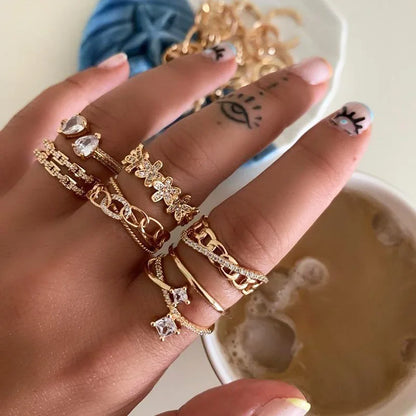 Ladies Flower Open Rings For Women Stainless Steel Cubic Zircon Flower Open Adjustable Ring Jewelry Students Girl Gift 2022