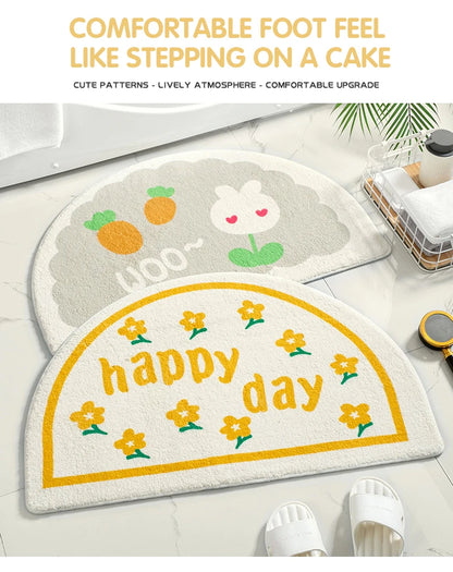 Soft Floor Mats Small Fresh Text Flowers Rugs Home Entrance Carpet Bedroom Toilet Bathroom Door Absorbent Non-Slip Foot Pad