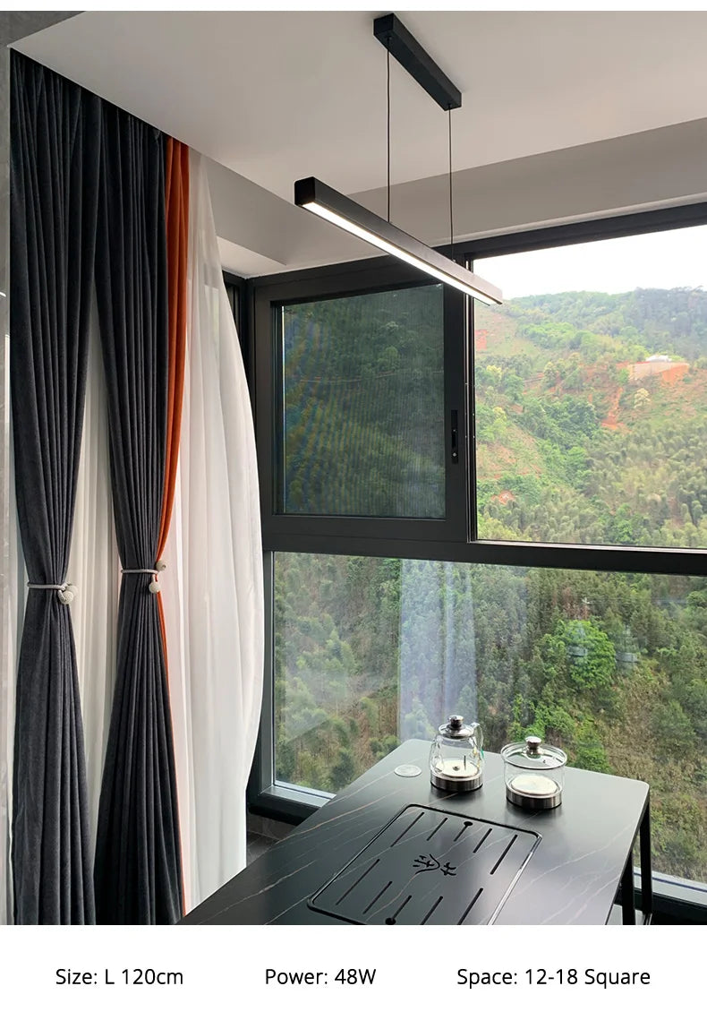 One word minimalist dining room chandelier modern long strip dining table lamp luxury dining room bar table lamp office light