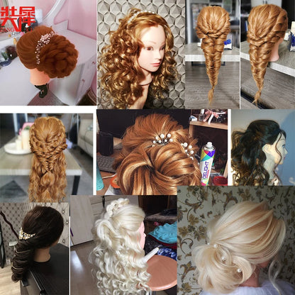 85%Real Hair Doll Head For Hairstyle Hairdressing Professional Mannequin Head Styling To Practice Hot Curl Iron Straighten