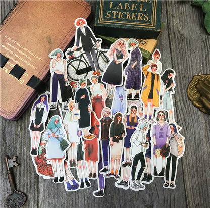 Cute girls in the stationery shop Stickers Scrapbooking Craft Diary Album Phone Computer Seal Stickers Decorative