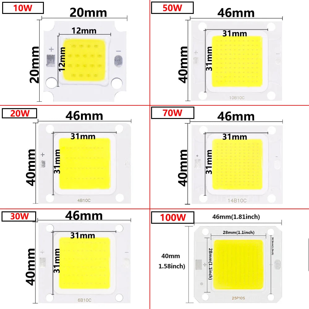 Smart IC No Need Driver LED COB Lamp Bead DC27-36V 10W 50W 60W 70W DIY Flood Light Bulb Outdoor Spotlight Landscape Chip Lamps
