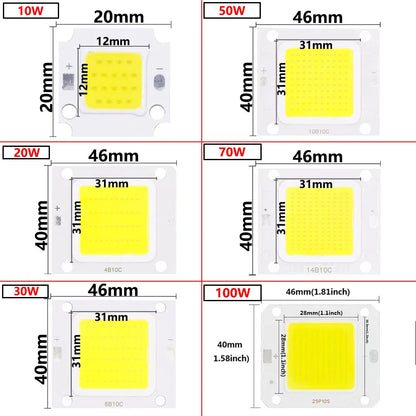 Smart IC No Need Driver LED COB Lamp Bead DC27-36V 10W 50W 60W 70W DIY Flood Light Bulb Outdoor Spotlight Landscape Chip Lamps