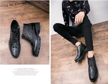 Male patent leather Moccasins shoes High top italian formal dress brogue oxford wedding Business  shoes boots 2021