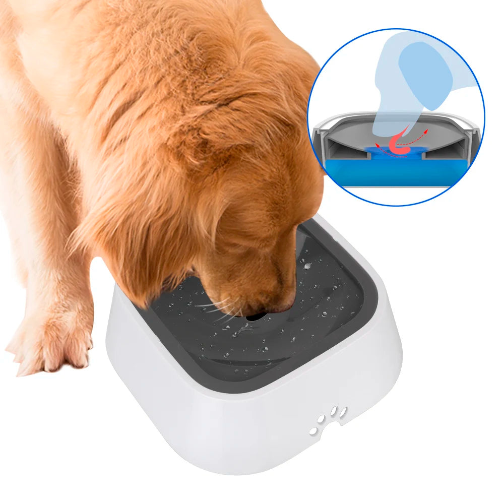 Slow Water Feeder Dispenser Carried Floating Bowl Anti-Overflow 1.5L Dog Supplies Cat Dog Water Bowl
