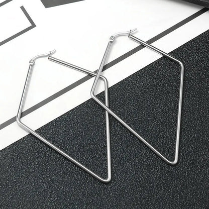 Titanium Steel Exaggerated Geometric Square Rhombus Hoop Earrings for women Big Earring Statement Ear Ring Nightclub Jewelry