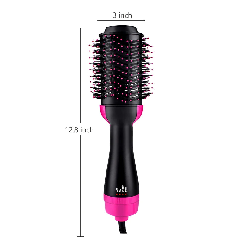 One Step Hair Dryer and Volumizer Round Hot Air Brush 3 in 1 Anti-Scald Negative Ion Hair Straightener Brush Comb Curler Styler