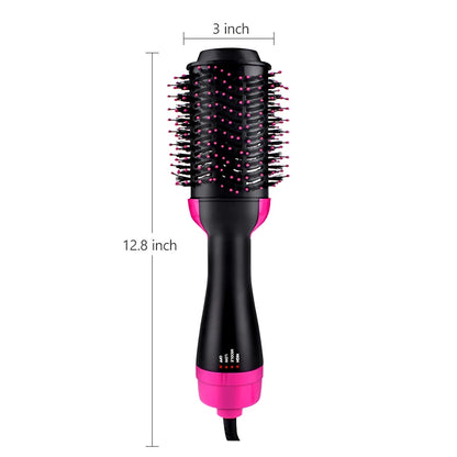 One Step Hair Dryer and Volumizer Round Hot Air Brush 3 in 1 Anti-Scald Negative Ion Hair Straightener Brush Comb Curler Styler