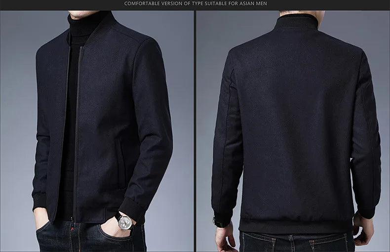 New Brand Casual Fashion Baseball Collar Autumn Winter Mens Coat 2025 Men Clothing Fashion Jacket Solid Classic Windbreaker
