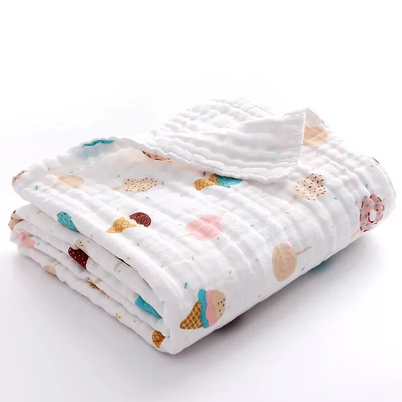 Baby Bath Towel Muslin Cloth Kids Bathrobe Child Blanket Wrap for Newborn Infant Toddler Boys Girls Gauze Cotton 110*110cm